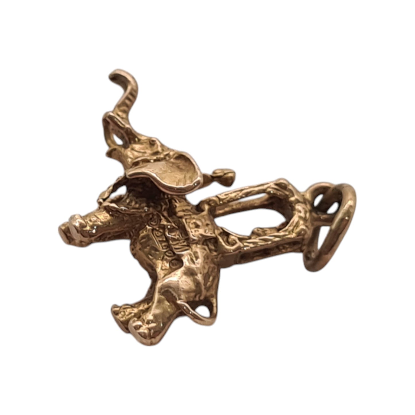 9ct 375 Yellow Gold Elephant Charm 1962 L 1.8 cm 2.2 g