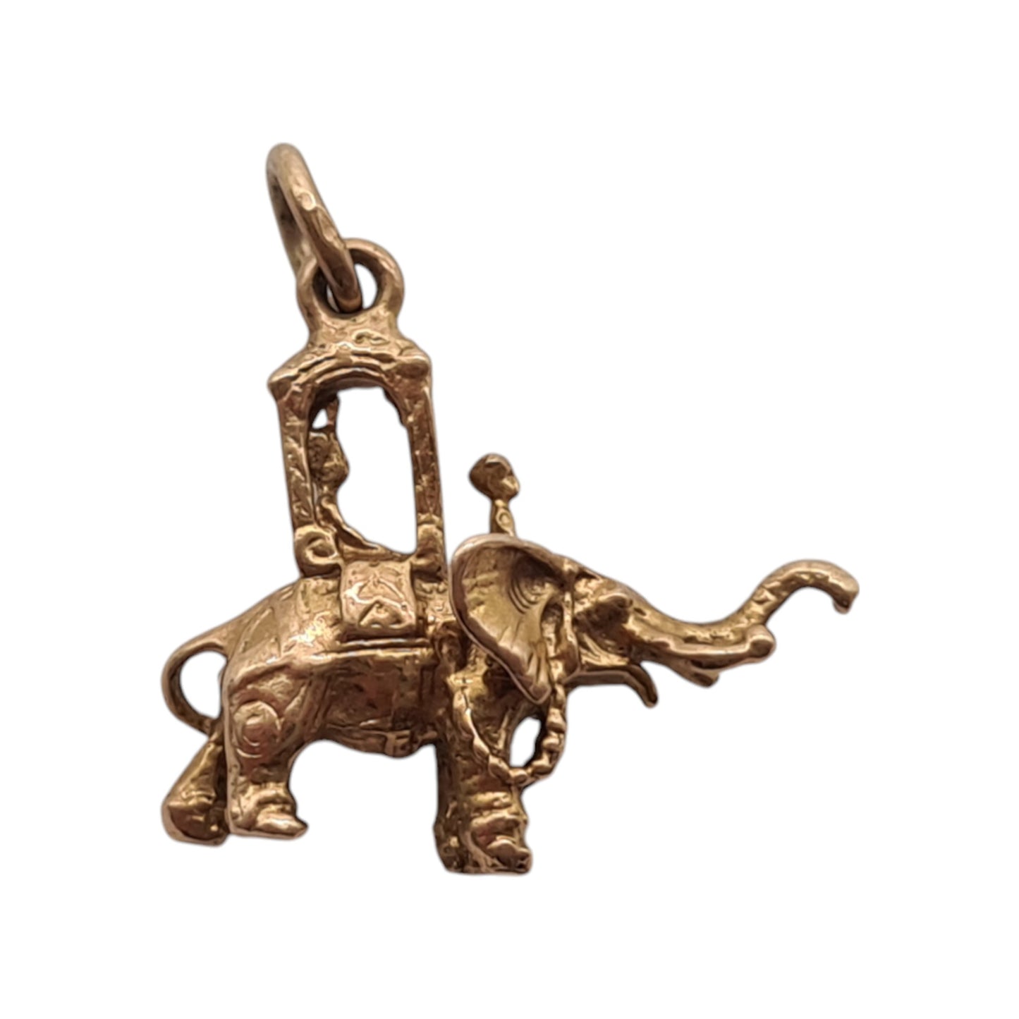 9ct 375 Yellow Gold Elephant Charm 1962 L 1.8 cm 2.2 g