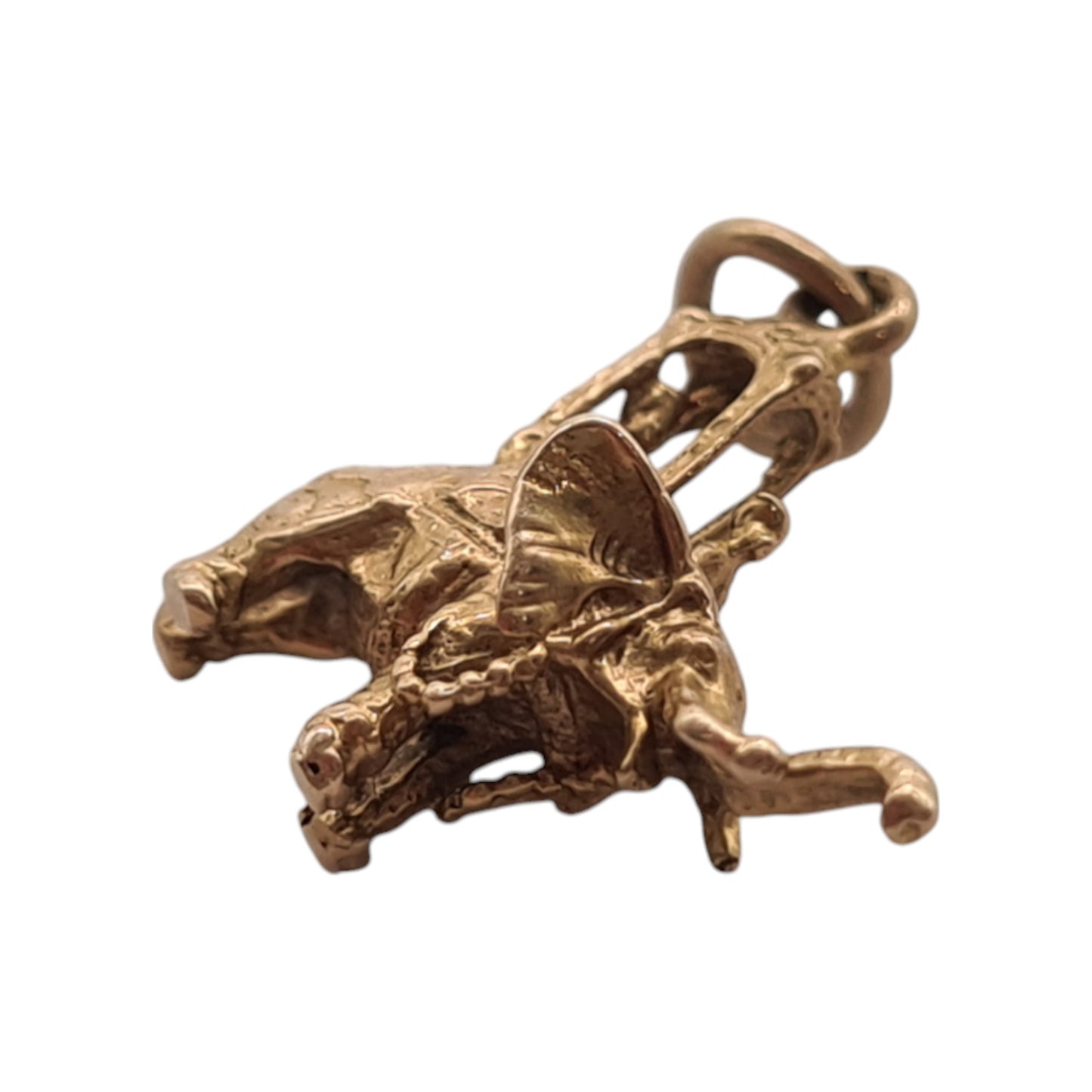 9ct 375 Yellow Gold Elephant Charm 1962 L 1.8 cm 2.2 g