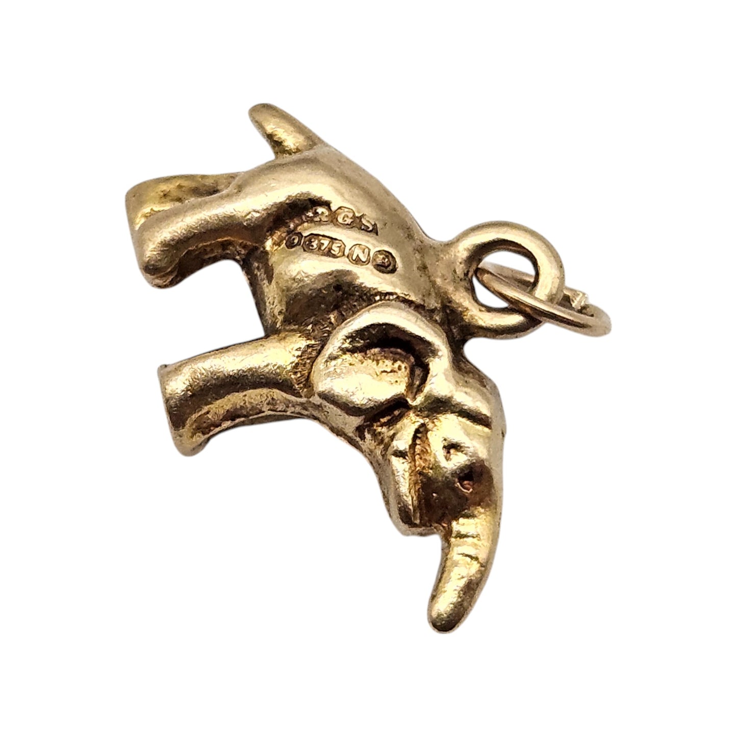 9ct 375 Cast Yellow Gold Elephant Charm 1948 L 1.8 cm 3.1 g.