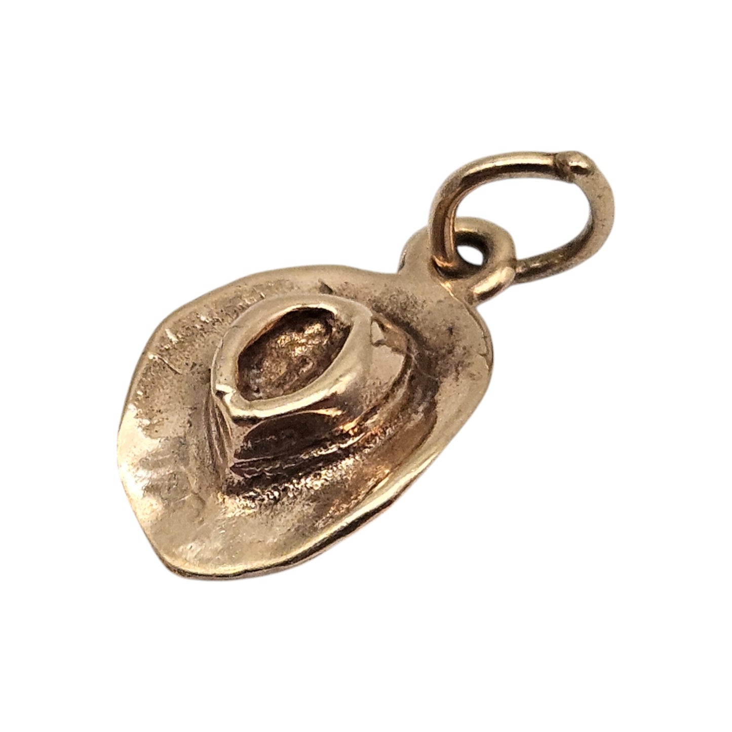 9ct 375 Yellow Gold Explorer Hat Charm 1979 L 1.0 cm 0.8 g.