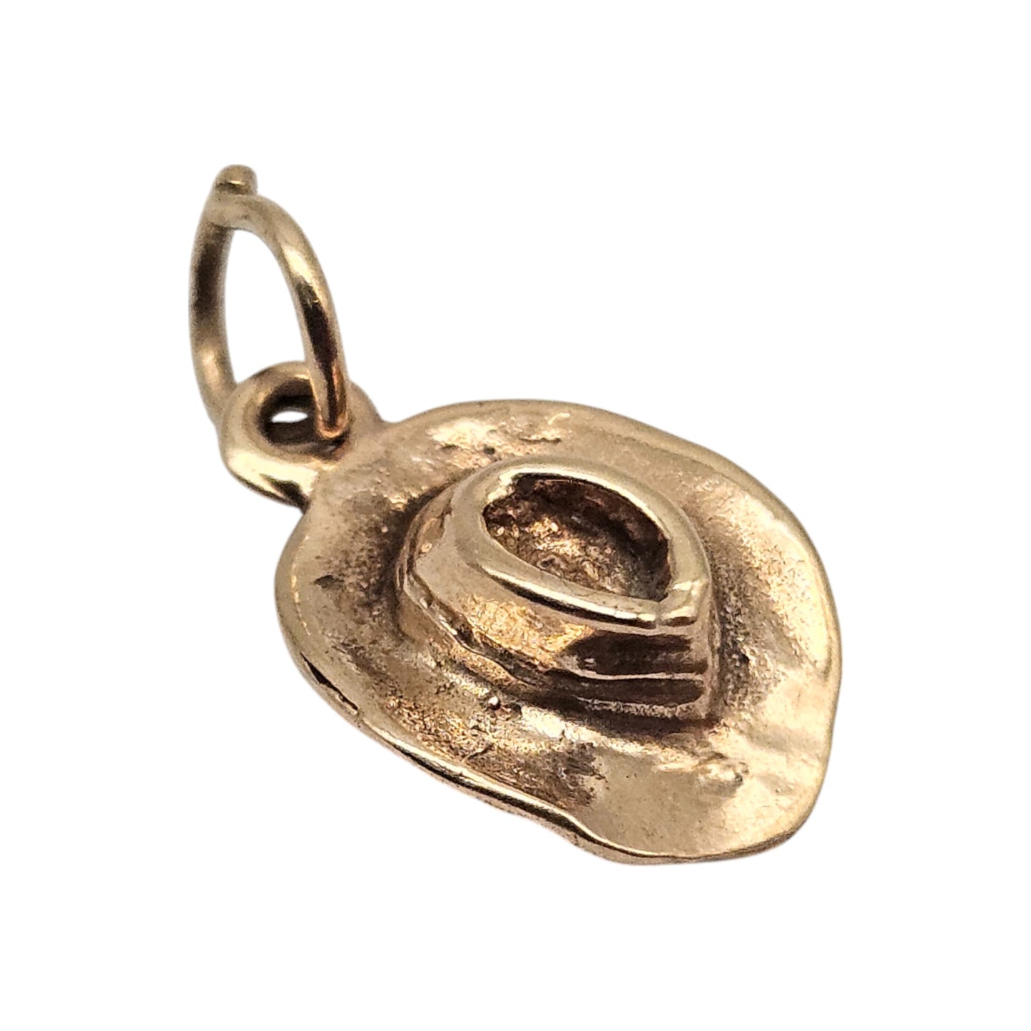 9ct 375 Yellow Gold Explorer Hat Charm 1979 L 1.0 cm 0.8 g.