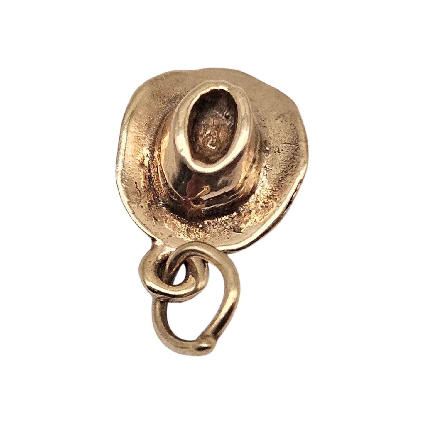 9ct 375 Yellow Gold Explorer Hat Charm 1979 L 1.0 cm 0.8 g.