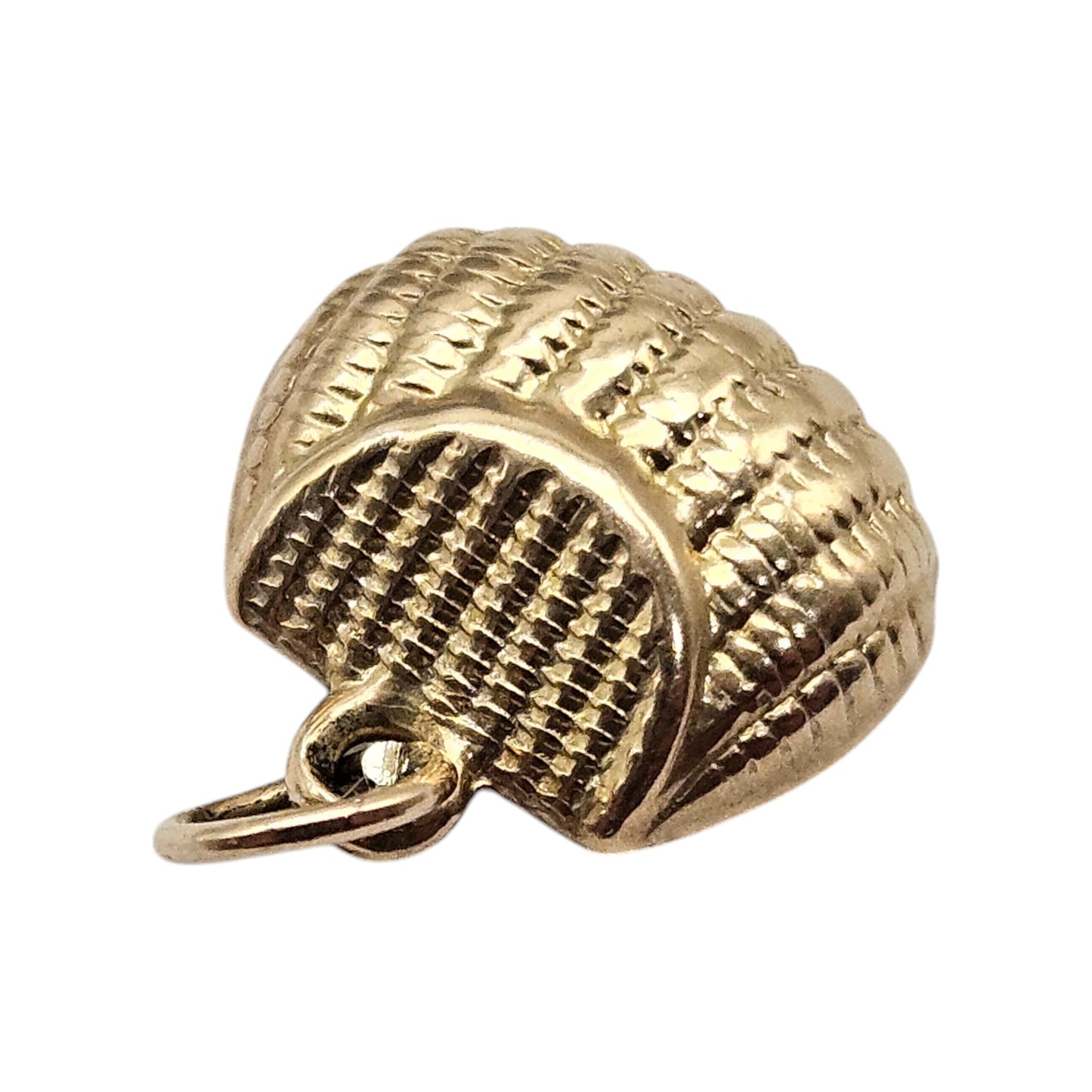 9ct 375 Yellow Gold Fishing Creel Charm 1947 L 1.0 cm 0.8 g.