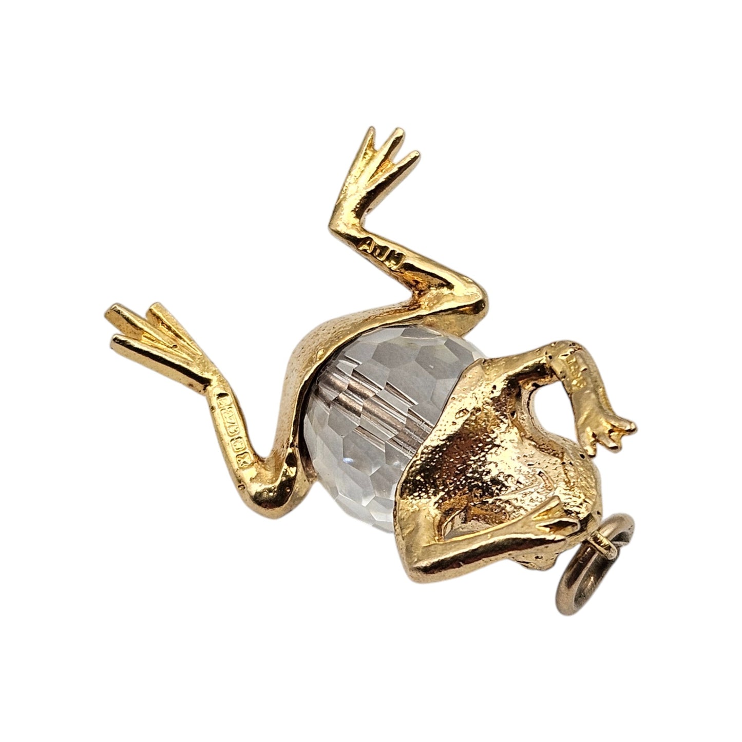 9ct 375 Yellow Gold Frog Charm 1972 L 2.3 cm 5.0 g.