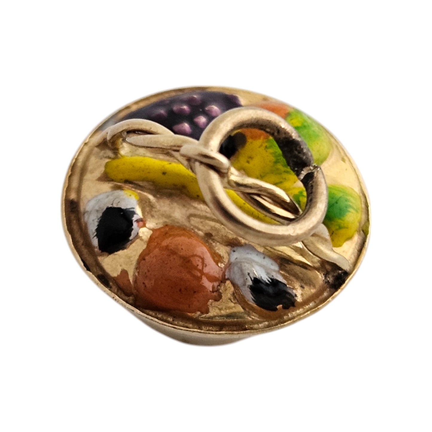 9ct 375 Yellow Gold Fruit Basket Charm 1970 L 1.1 cm 0.8 g.