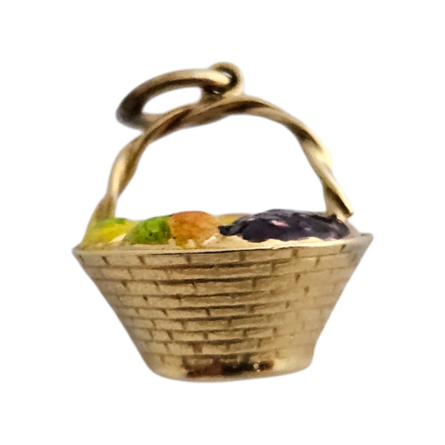 9ct 375 Yellow Gold Fruit Basket Charm 1970 L 1.1 cm 0.8 g.