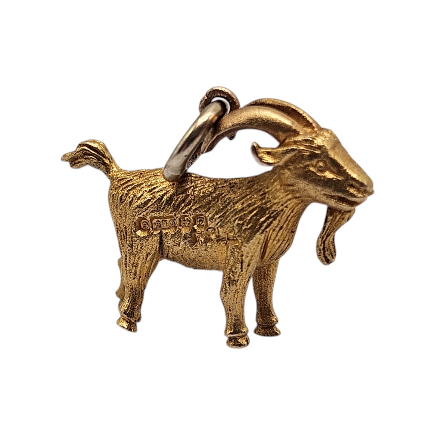 9ct 375 Yellow Gold Goat Charm 1956 L 1.8 cm 2.6 g.