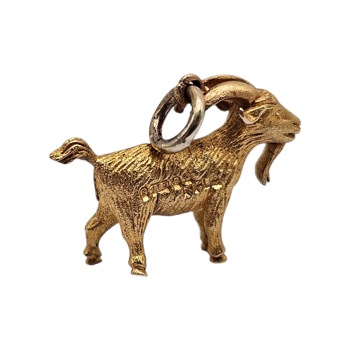 9ct 375 Yellow Gold Goat Charm 1956 L 1.8 cm 2.6 g.