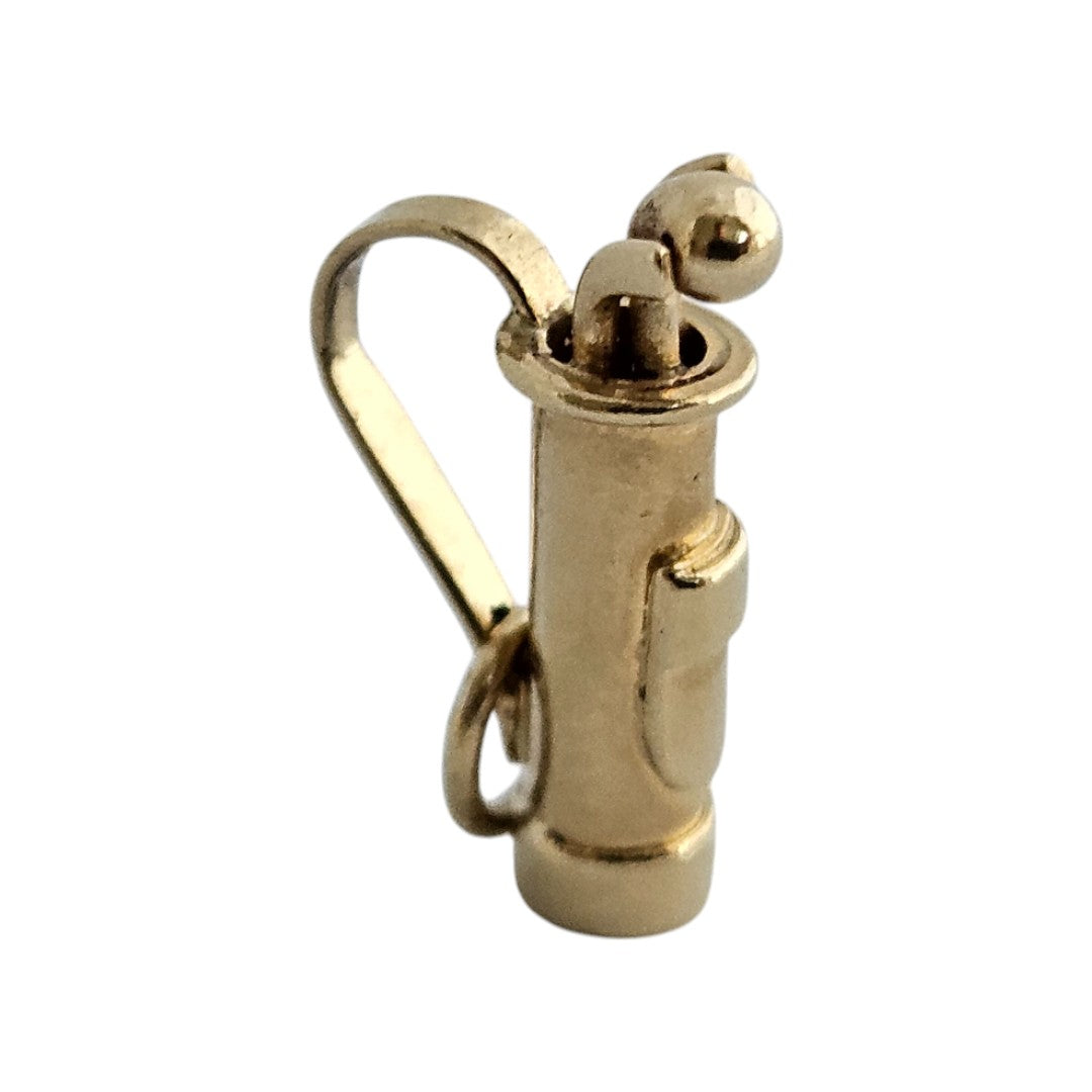 9ct 375 Yellow Gold Golf Bag Charm 1959 L 1.5 cm 1.1 g.