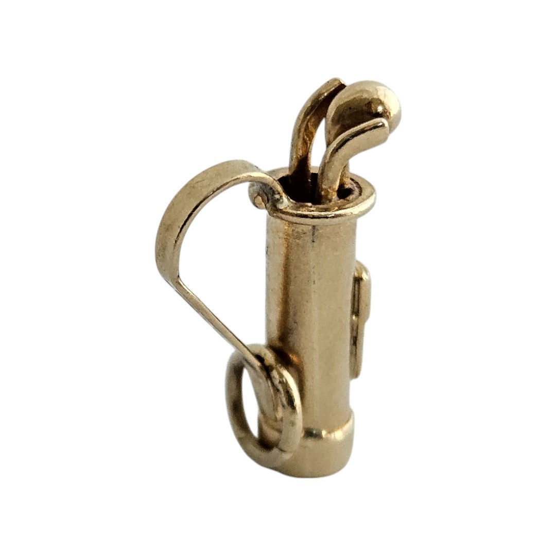 9ct 375 Yellow Gold Golf Bag Charm 1959 L 1.5 cm 1.1 g.