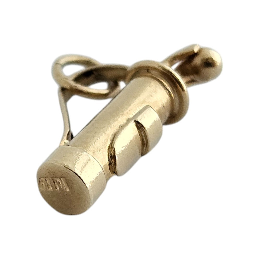 9ct 375 Yellow Gold Golf Bag Charm 1959 L 1.5 cm 1.1 g.