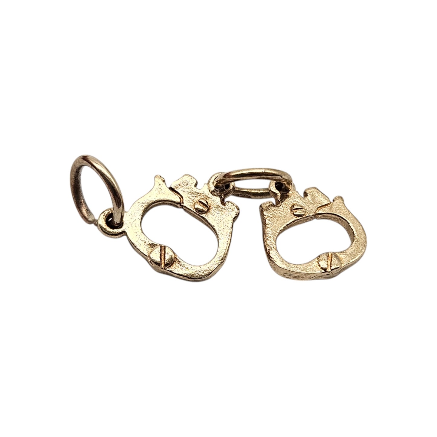 9ct 375 Yellow Gold Handcuffs Charm L 2.4 cm 1.5 g.