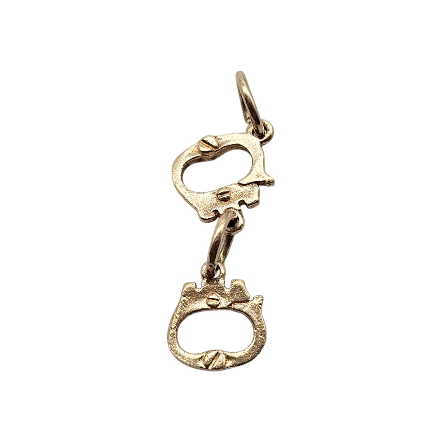 9ct 375 Yellow Gold Handcuffs Charm L 2.4 cm 1.5 g.