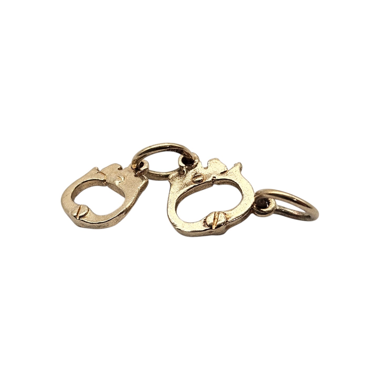 9ct 375 Yellow Gold Handcuffs Charm L 2.4 cm 1.5 g.
