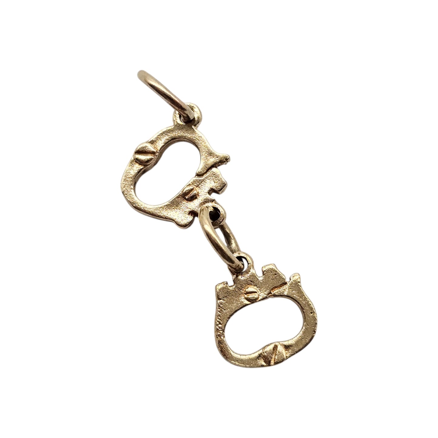 9ct 375 Yellow Gold Handcuffs Charm L 2.4 cm 1.5 g.
