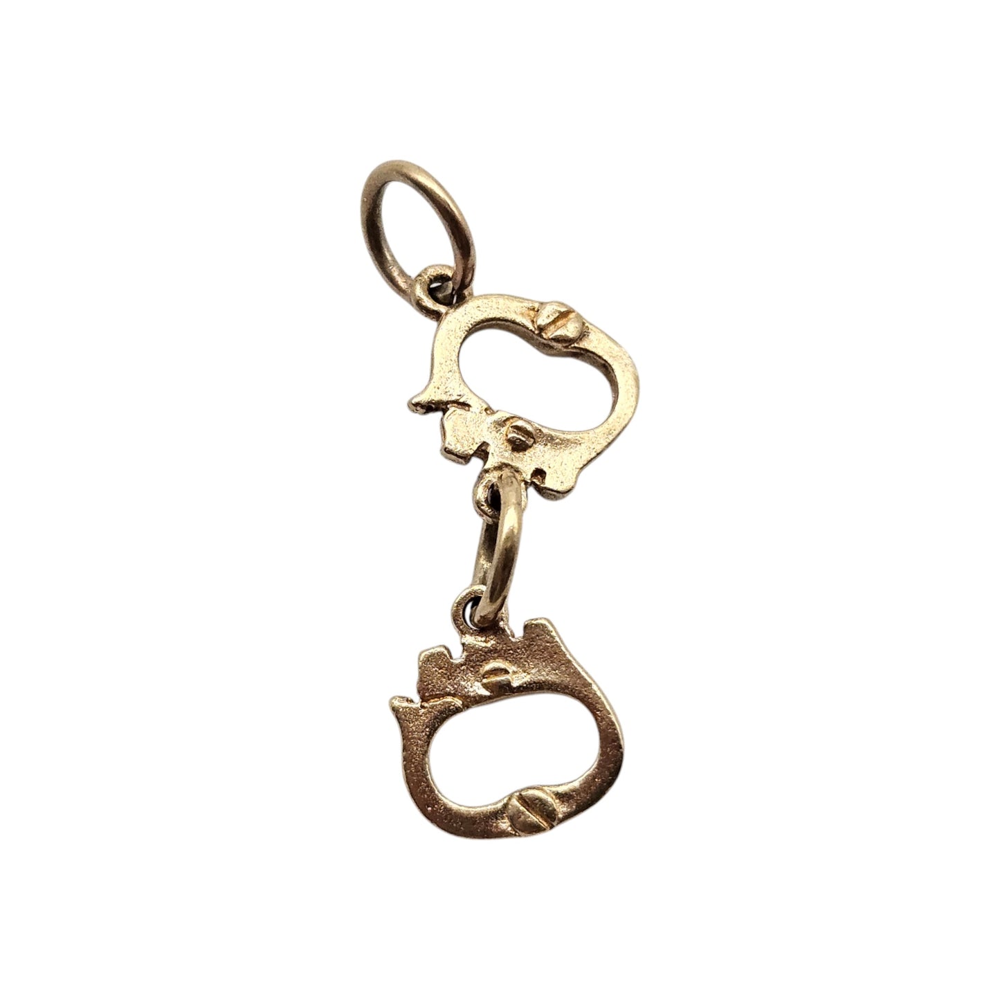 9ct 375 Yellow Gold Handcuffs Charm L 2.4 cm 1.5 g.