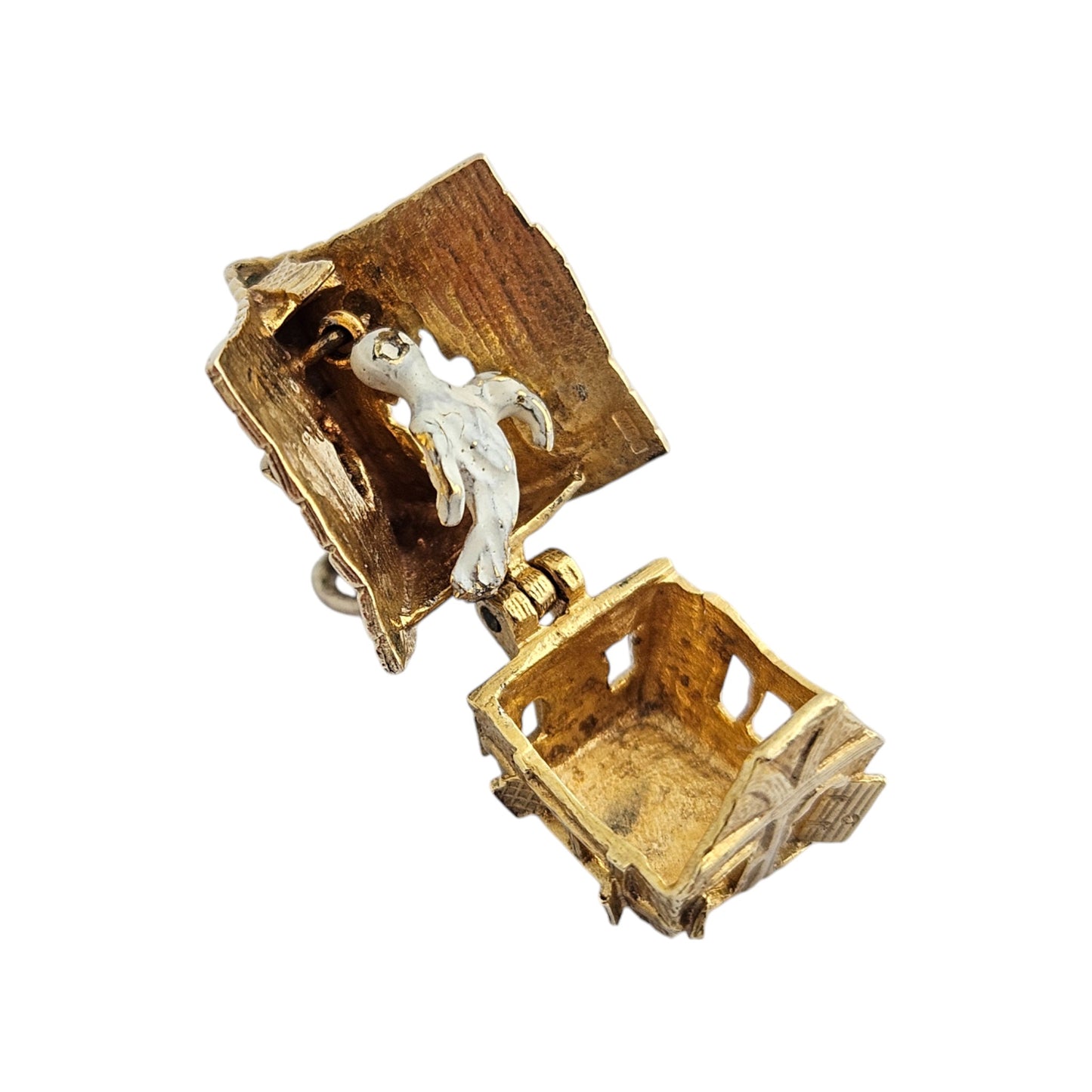 Unusual 9ct 375 Yellow Gold Haunted House Opening Charm 1971 L 1.9 cm 6.2 g