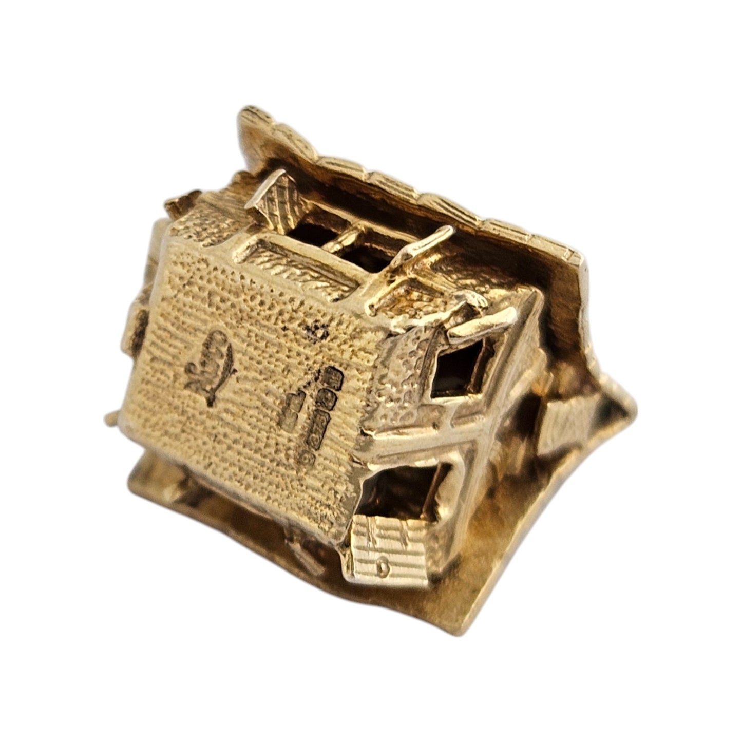 Unusual 9ct 375 Yellow Gold Haunted House Opening Charm 1971 L 1.9 cm 6.2 g