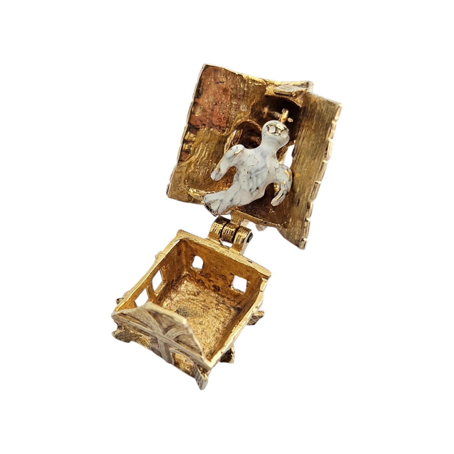 Unusual 9ct 375 Yellow Gold Haunted House Opening Charm 1971 L 1.9 cm 6.2 g