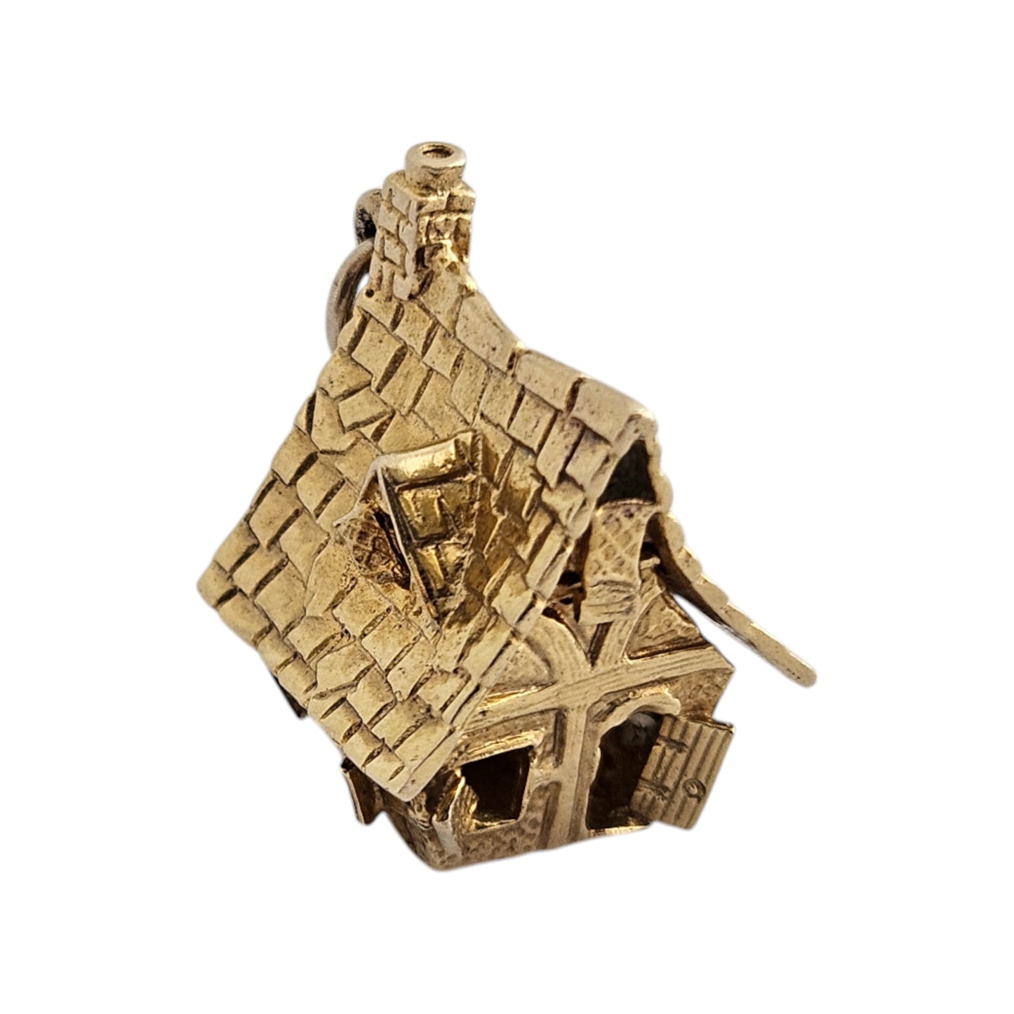 Unusual 9ct 375 Yellow Gold Haunted House Opening Charm 1971 L 1.9 cm 6.2 g