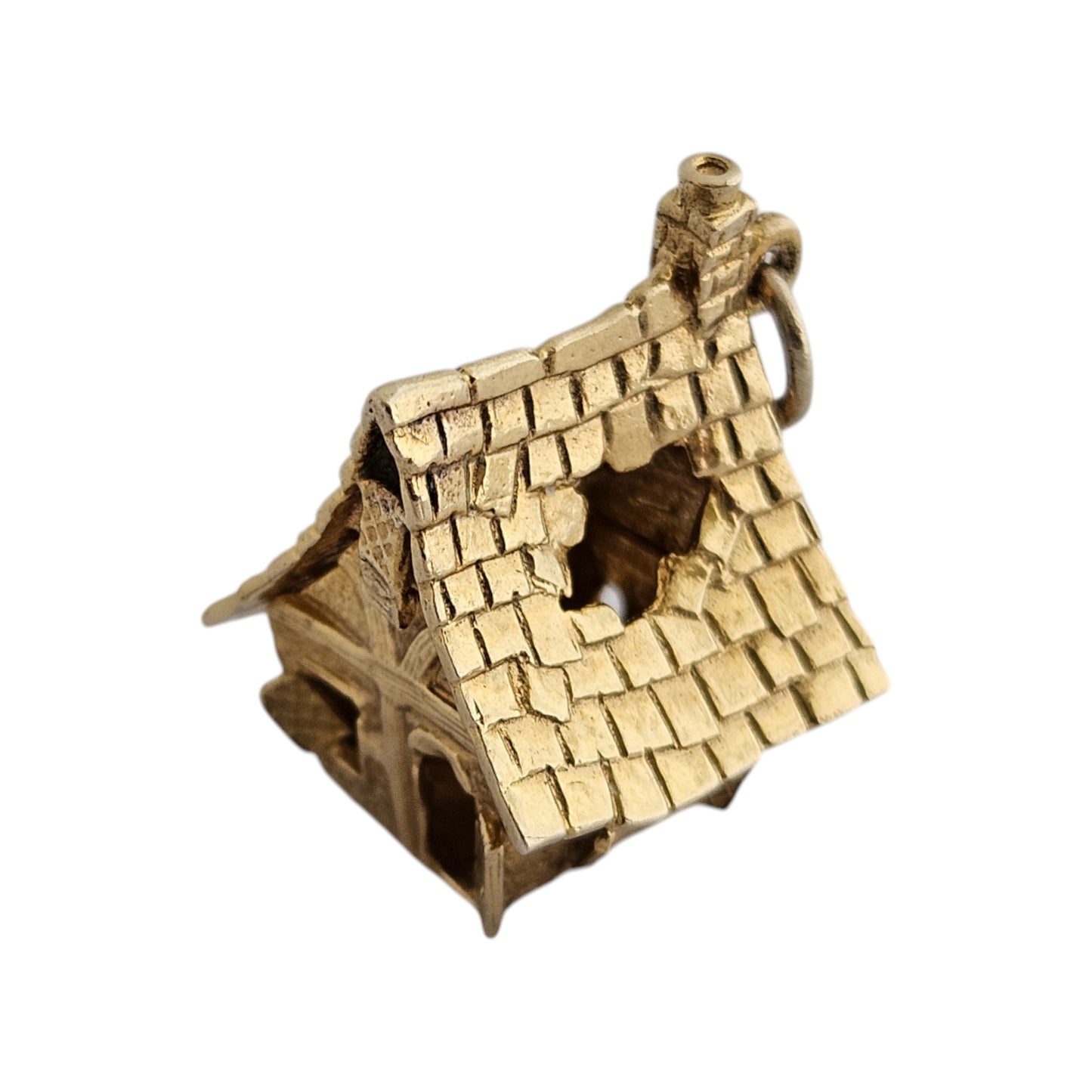 Unusual 9ct 375 Yellow Gold Haunted House Opening Charm 1971 L 1.9 cm 6.2 g
