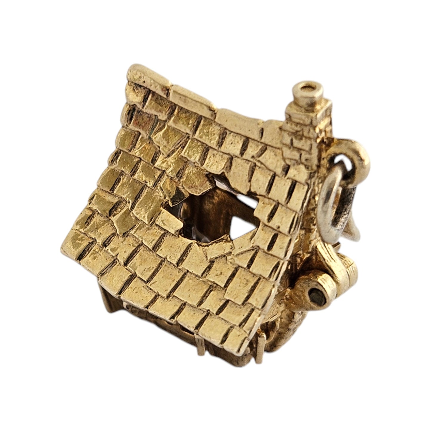 Unusual 9ct 375 Yellow Gold Haunted House Opening Charm 1971 L 1.9 cm 6.2 g