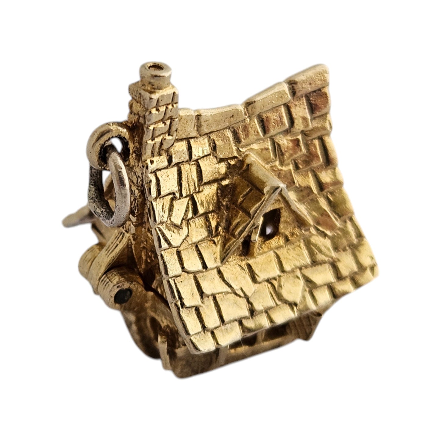 Unusual 9ct 375 Yellow Gold Haunted House Opening Charm 1971 L 1.9 cm 6.2 g