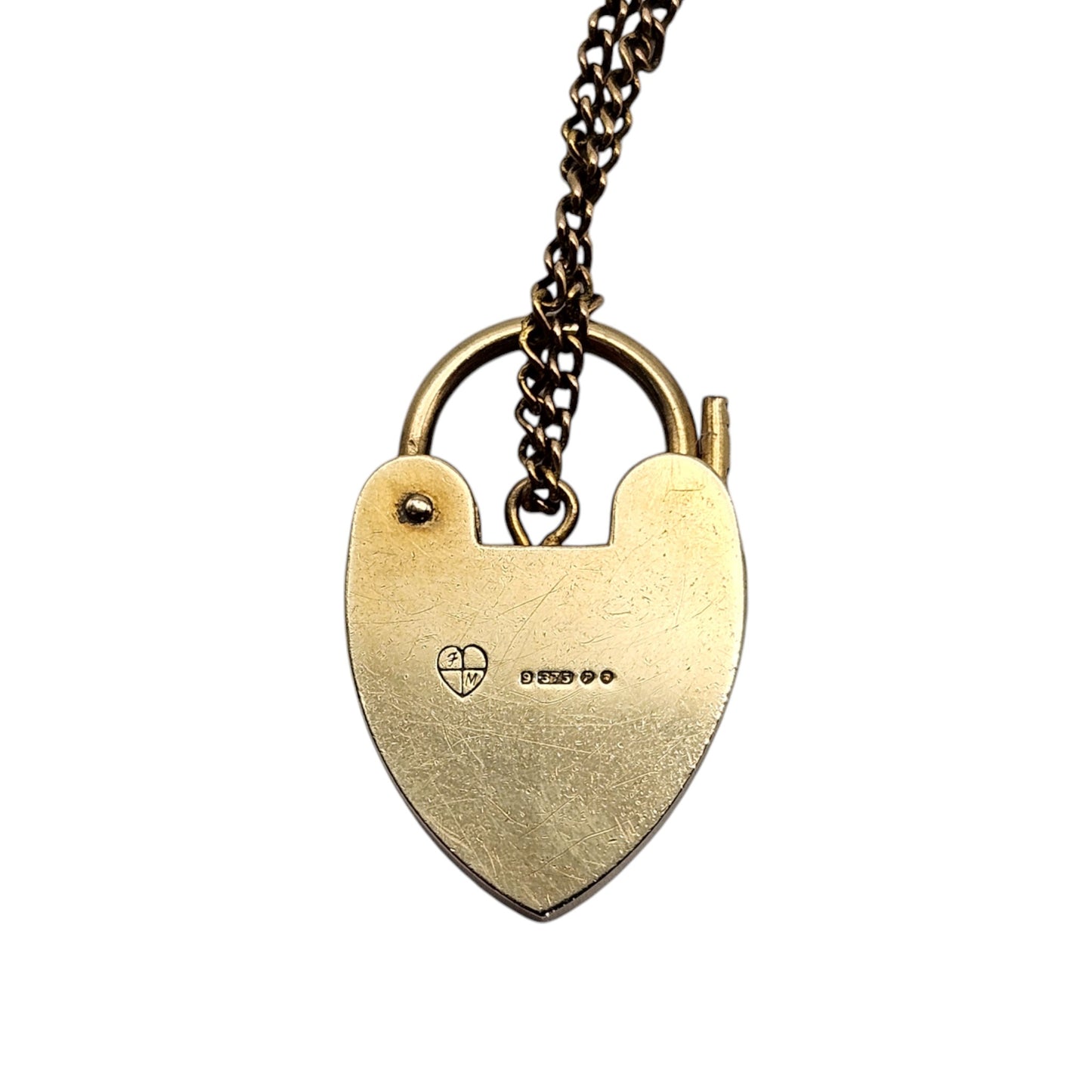 9ct 375 Yellow Gold Heart Shaped Padlock 1970 L 2.5 cm 3.1 g.