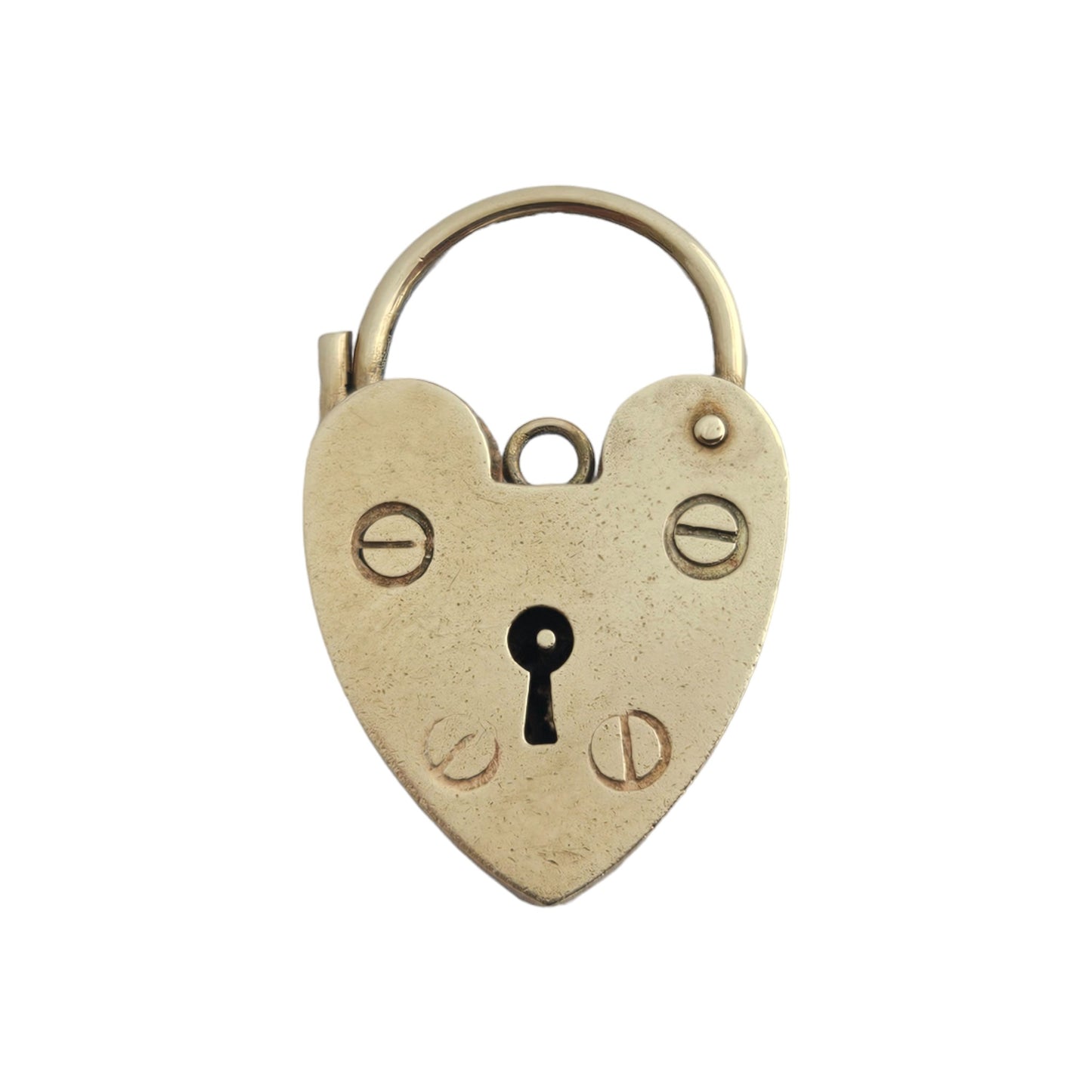 9ct 375 Yellow Gold Heart Shaped Padlock Clasp 1976 L 2.6 cm 3.4 g