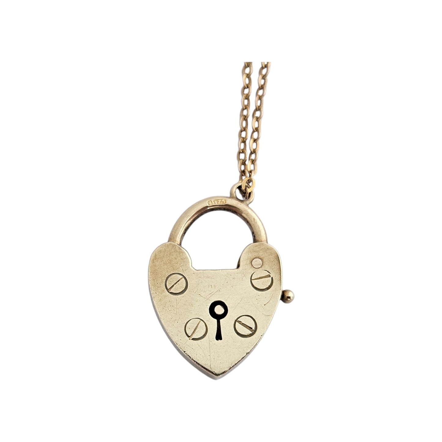Unusual 9ct 375 Yellow Gold Heart Shaped Padlock Clasp 1957 L 2.0 cm 2.5 g