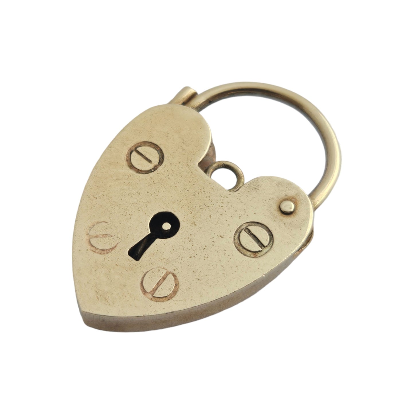9ct 375 Yellow Gold Heart Shaped Padlock Clasp 1976 L 2.6 cm 3.4 g