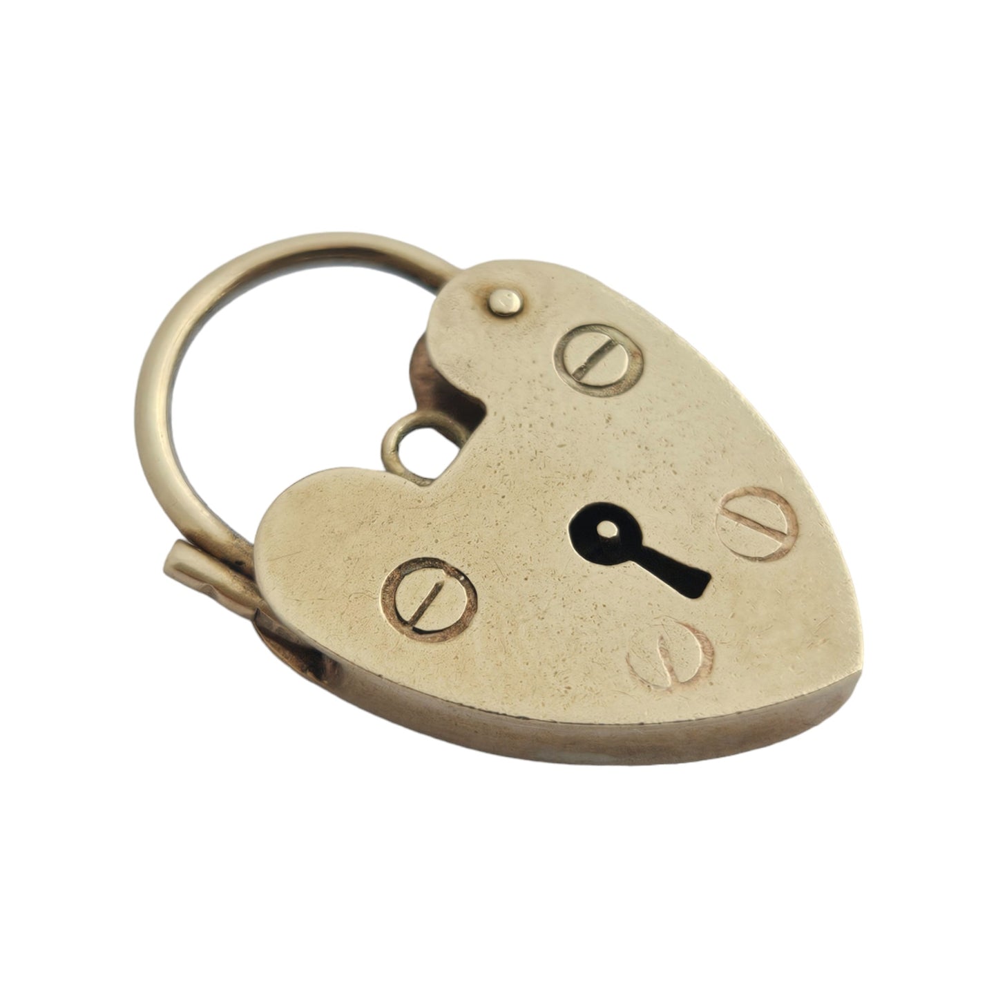 9ct 375 Yellow Gold Heart Shaped Padlock Clasp 1976 L 2.6 cm 3.4 g