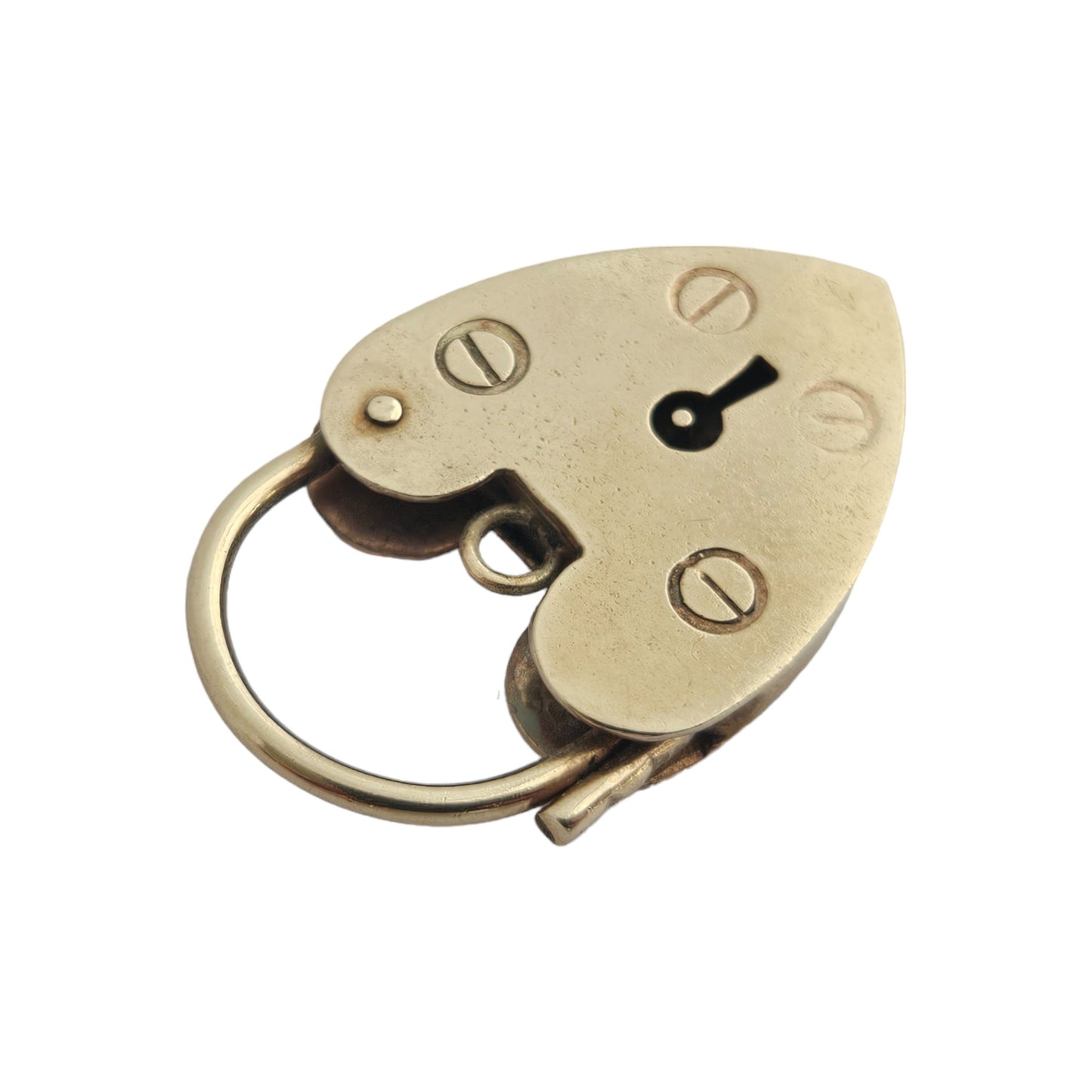 9ct 375 Yellow Gold Heart Shaped Padlock Clasp 1976 L 2.6 cm 3.4 g