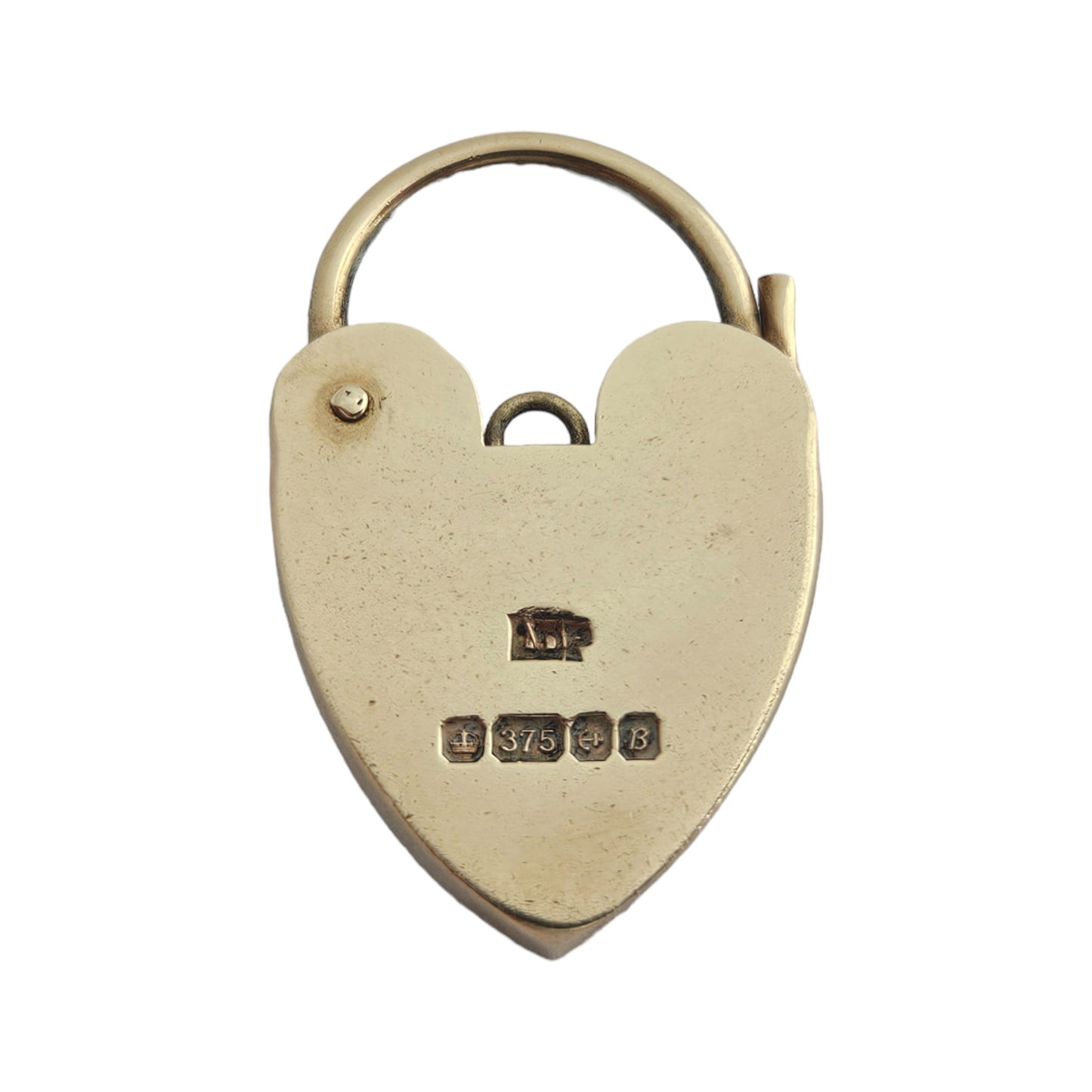 9ct 375 Yellow Gold Heart Shaped Padlock Clasp 1976 L 2.6 cm 3.4 g