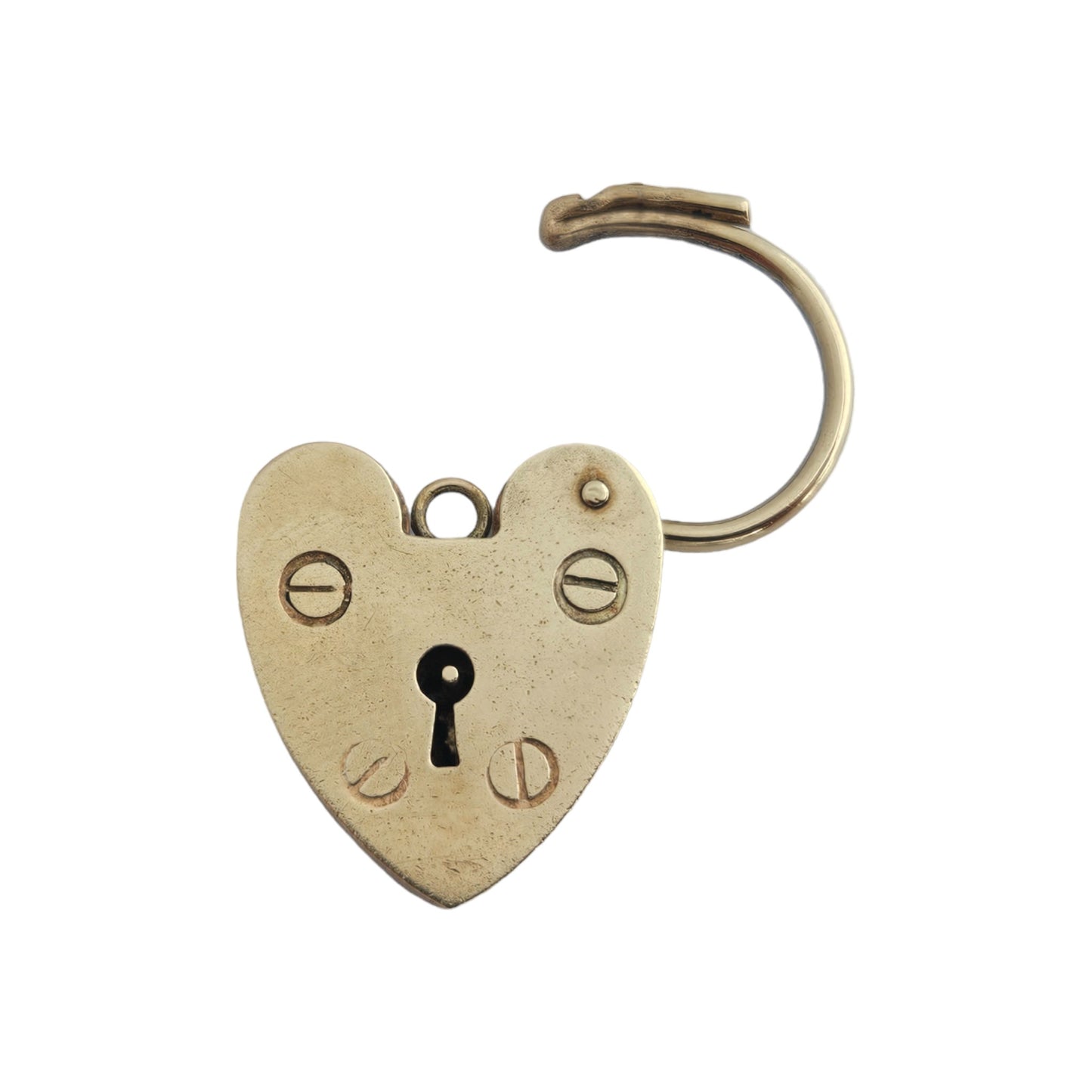 9ct 375 Yellow Gold Heart Shaped Padlock Clasp 1976 L 2.6 cm 3.4 g