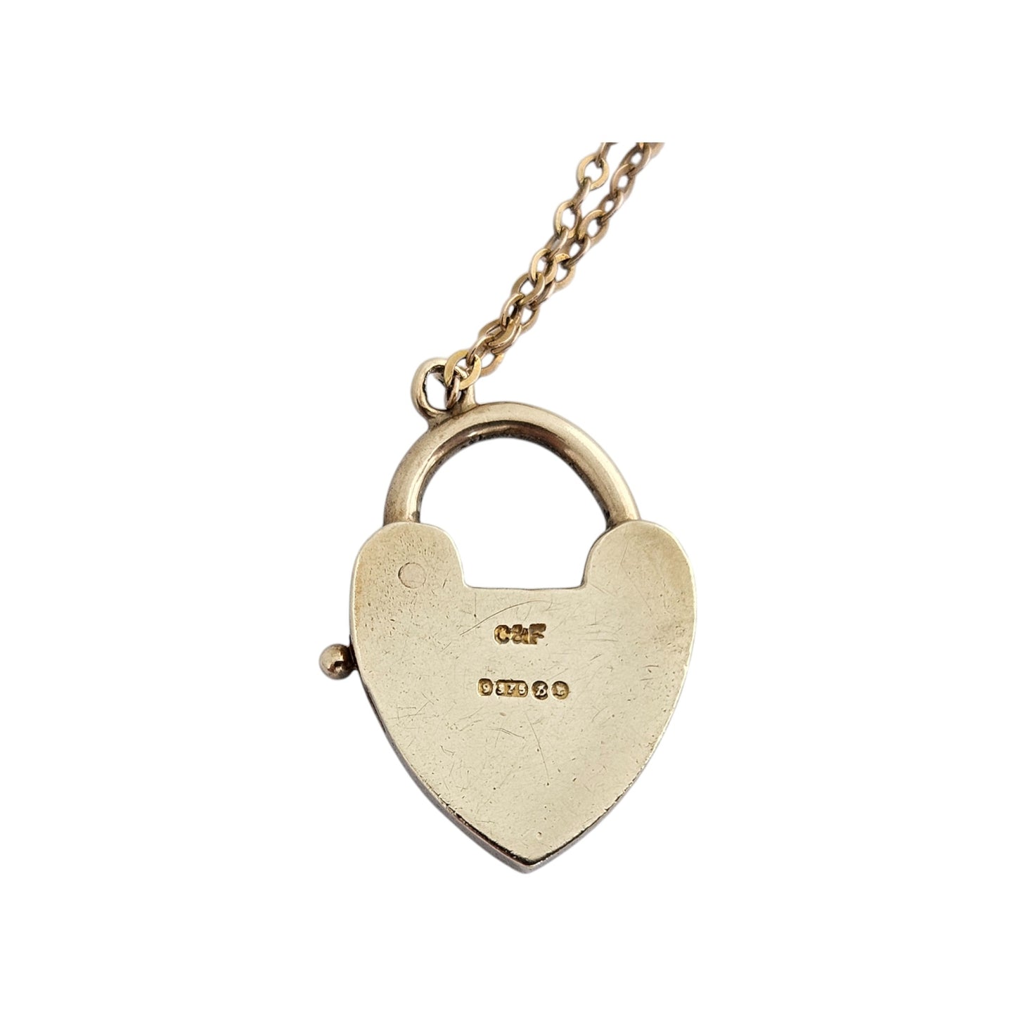 Unusual 9ct 375 Yellow Gold Heart Shaped Padlock Clasp 1957 L 2.0 cm 2.5 g