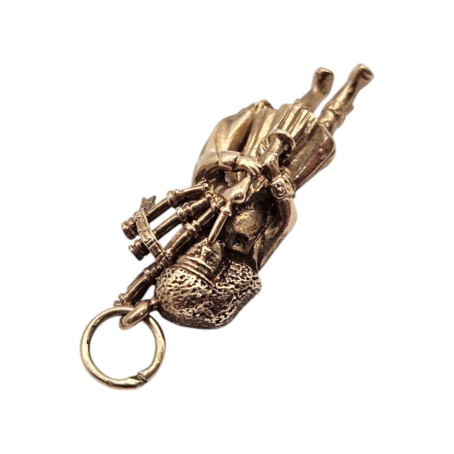 9ct 375 Yellow Gold Highland Bagpiper Charm 1971 L 2.4 cm 4.9 g.
