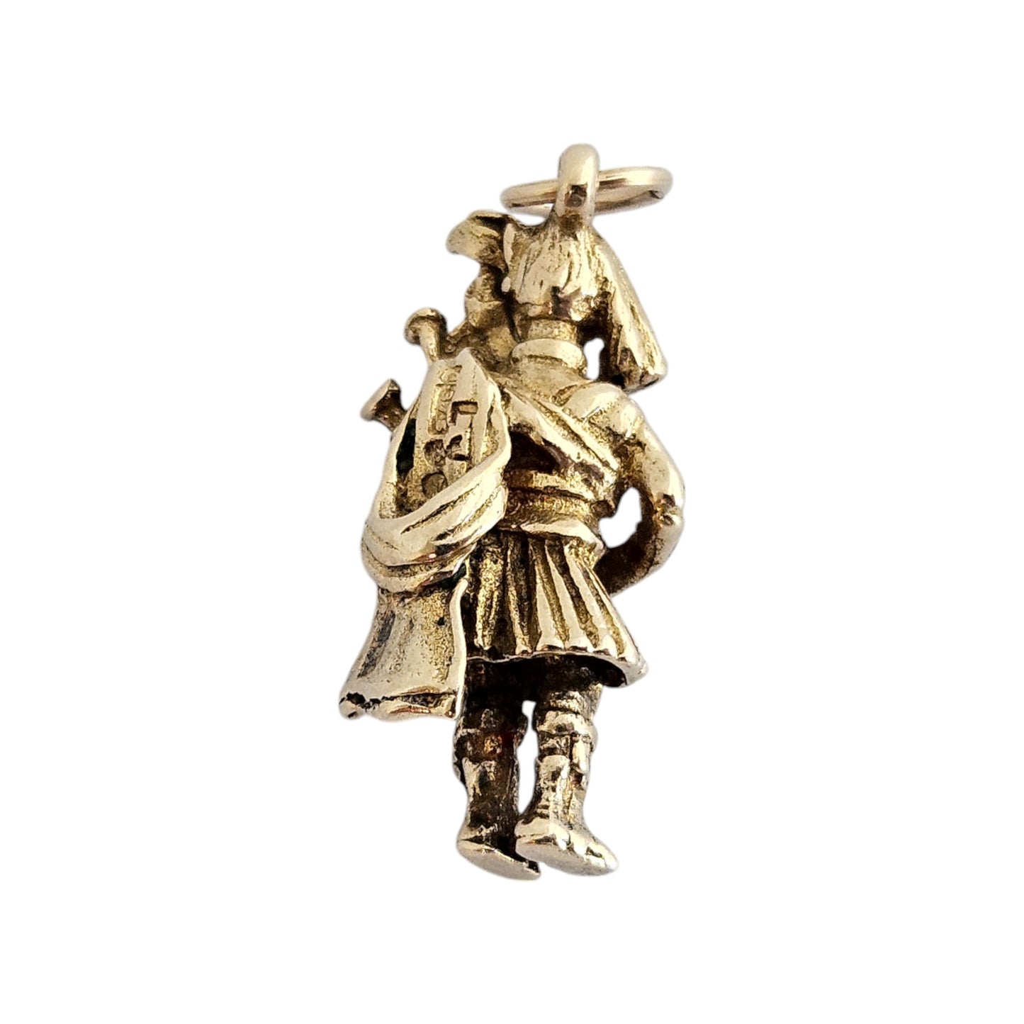 9ct 375 Yellow Gold Highland Bagpiper Charm 1957 L 1.9 cm 2.8 g