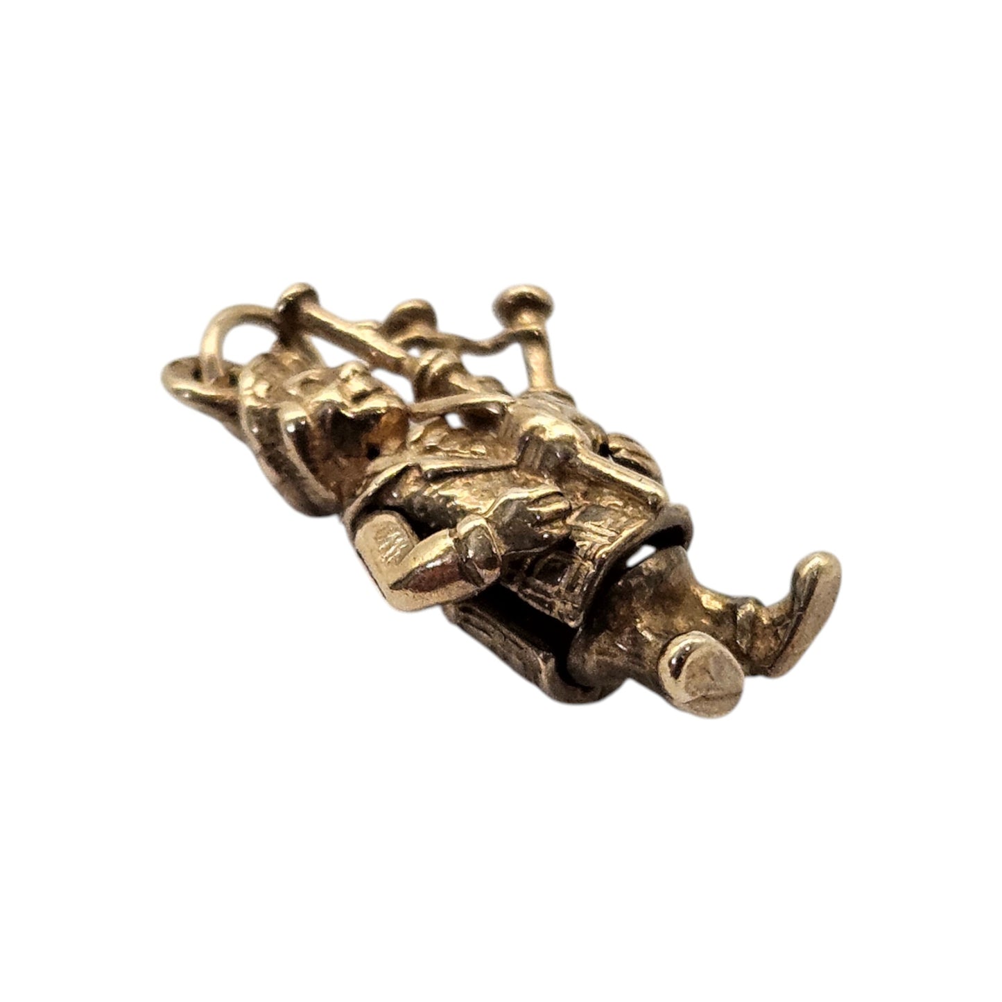 9ct 375 Yellow Gold Highland Bagpiper Articulated Charm L 1.7 cm 2.6 g.