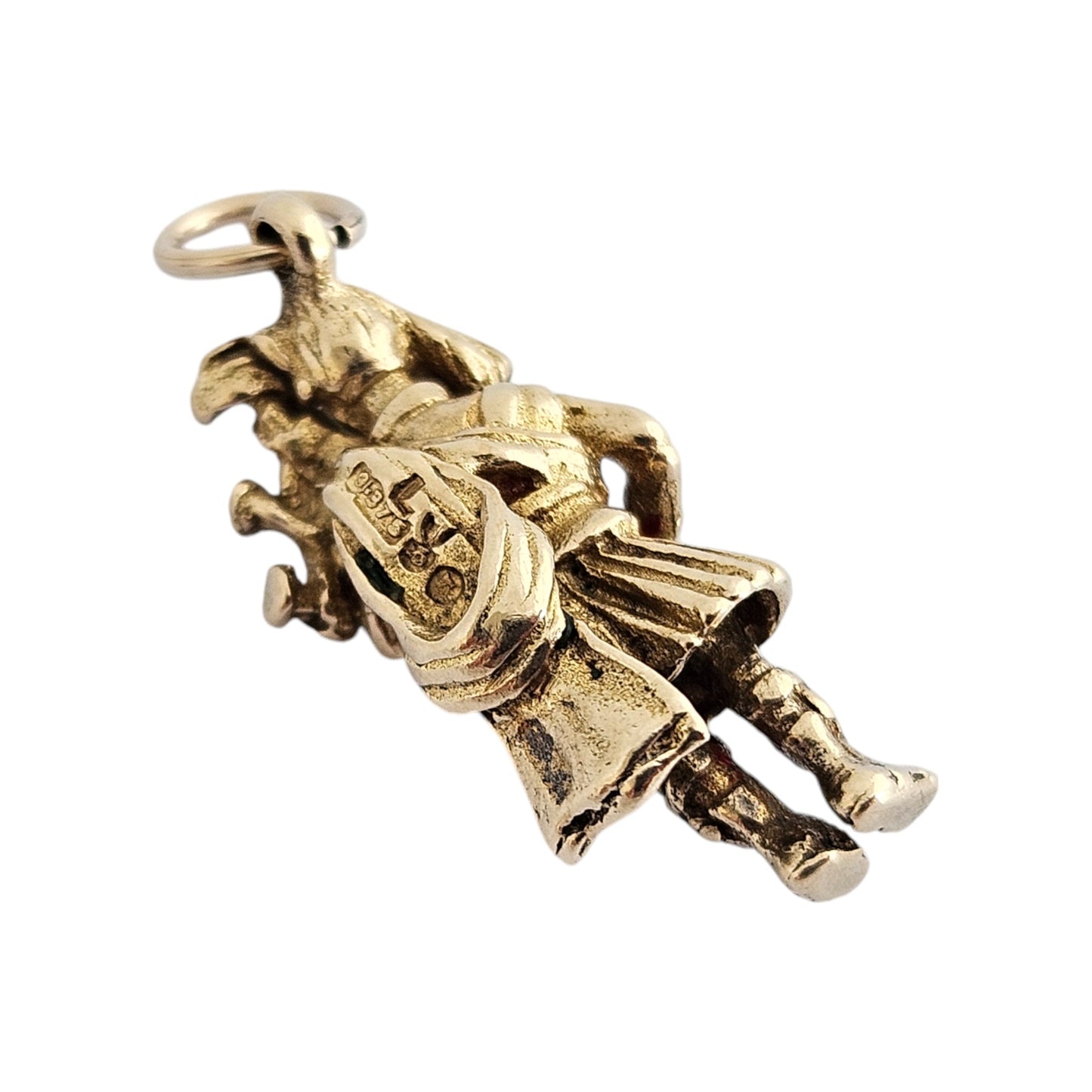 9ct 375 Yellow Gold Highland Bagpiper Charm 1957 L 1.9 cm 2.8 g