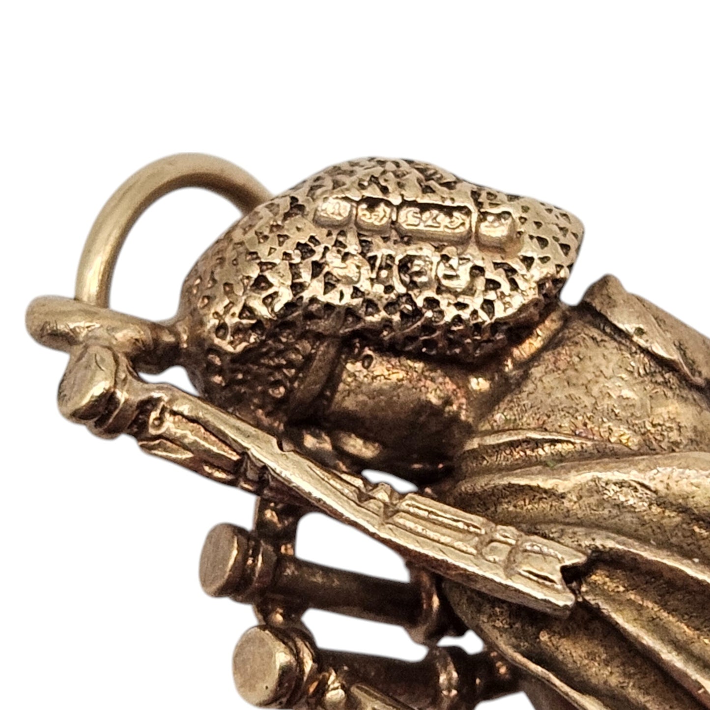 9ct 375 Yellow Gold Highland Bagpiper Charm 1971 L 2.4 cm 4.9 g.