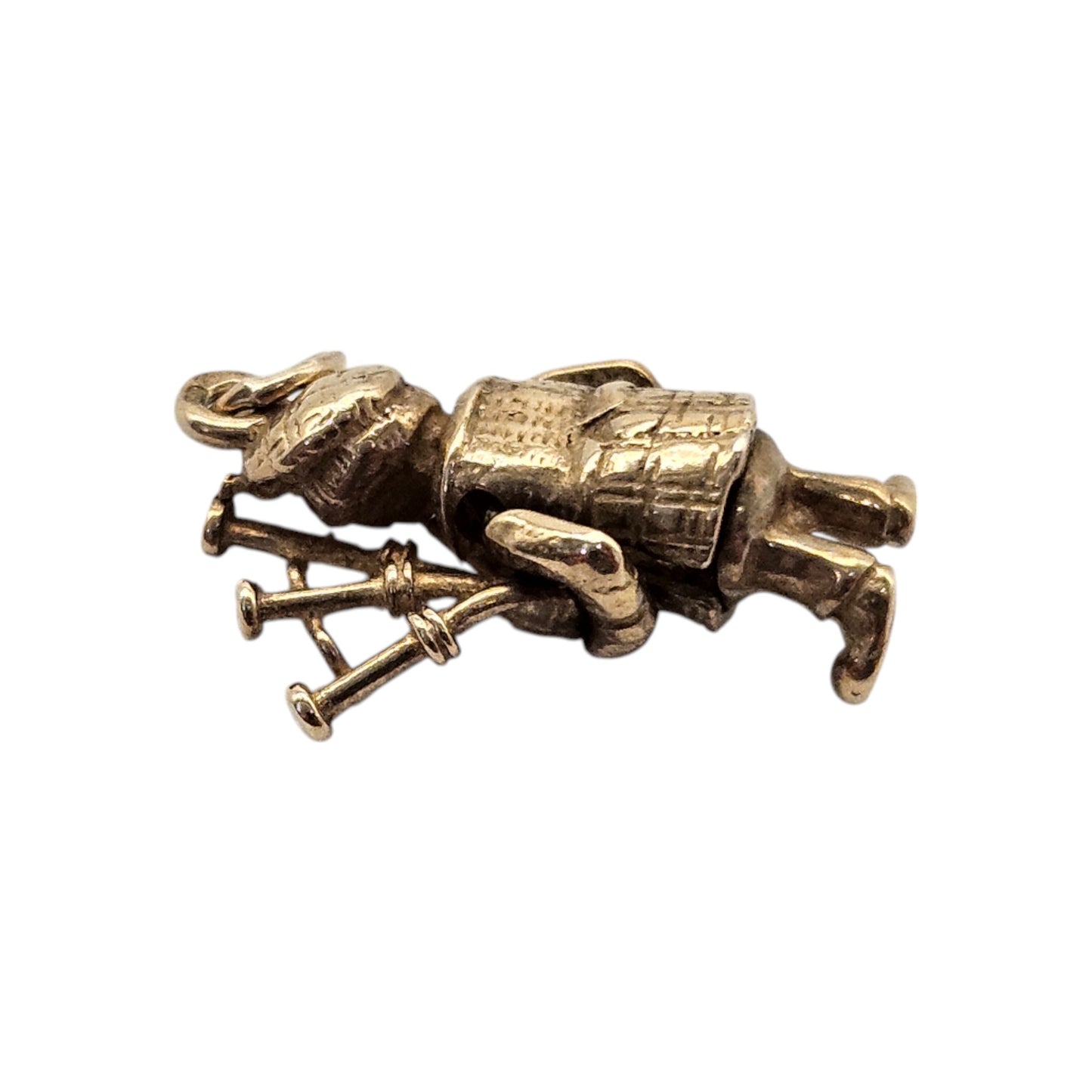 9ct 375 Yellow Gold Highland Bagpiper Articulated Charm L 1.7 cm 2.6 g.