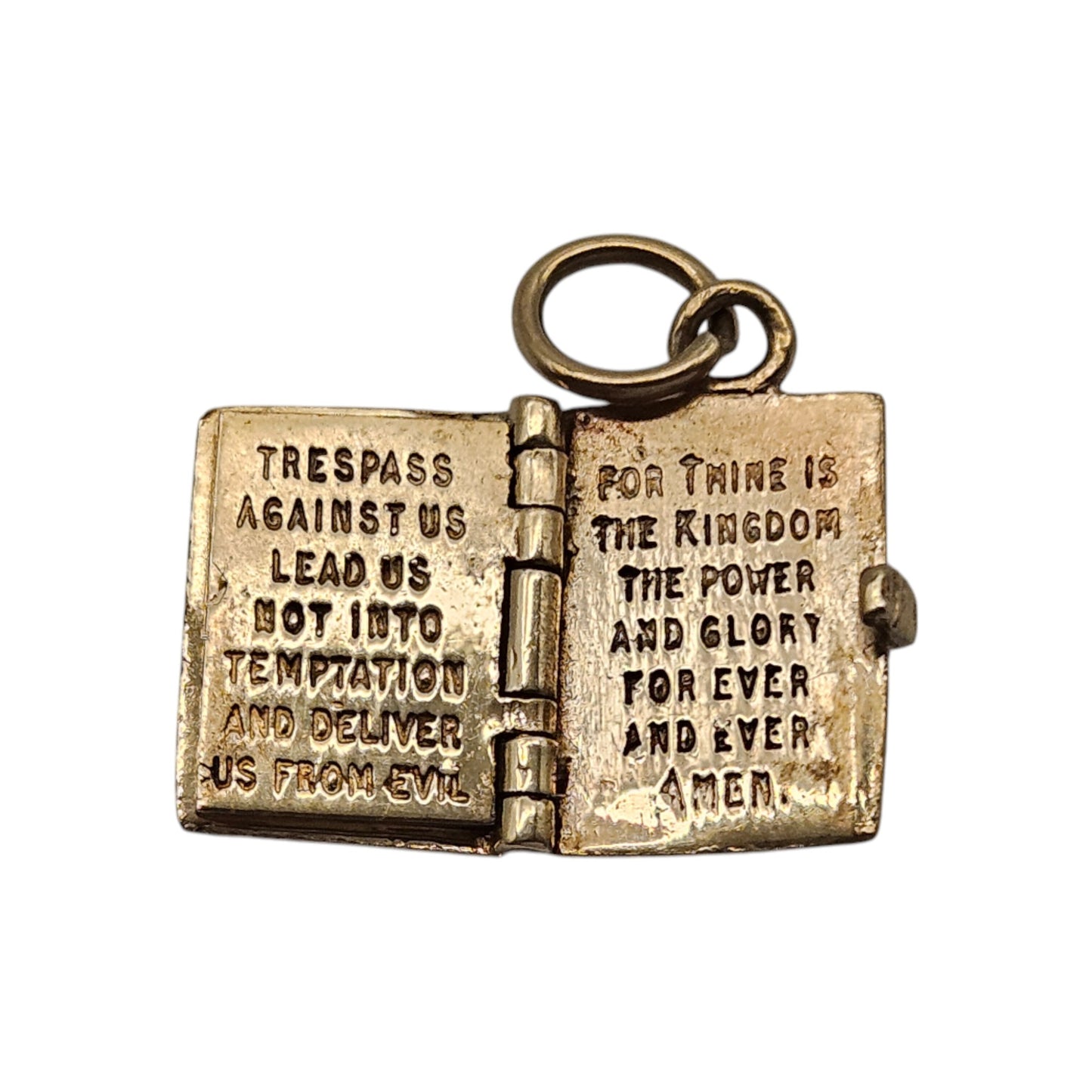 9ct 375 Yellow Gold Holy Bible Opening Charm 1969 L 1.2 cm 3.1 g.