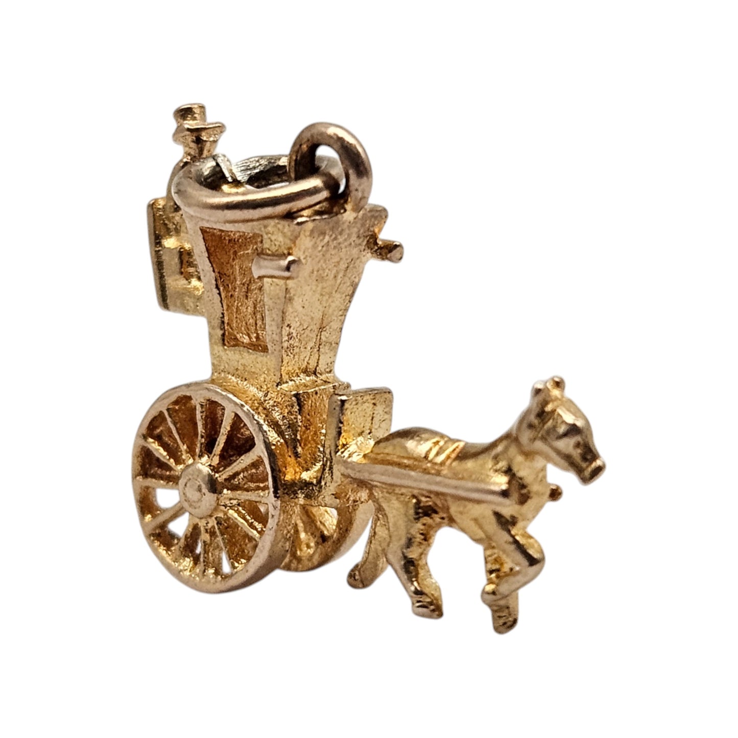 9ct 375 Yellow Gold Horse Carriage Charm 1961 L 1.5 cm 1.9 g.