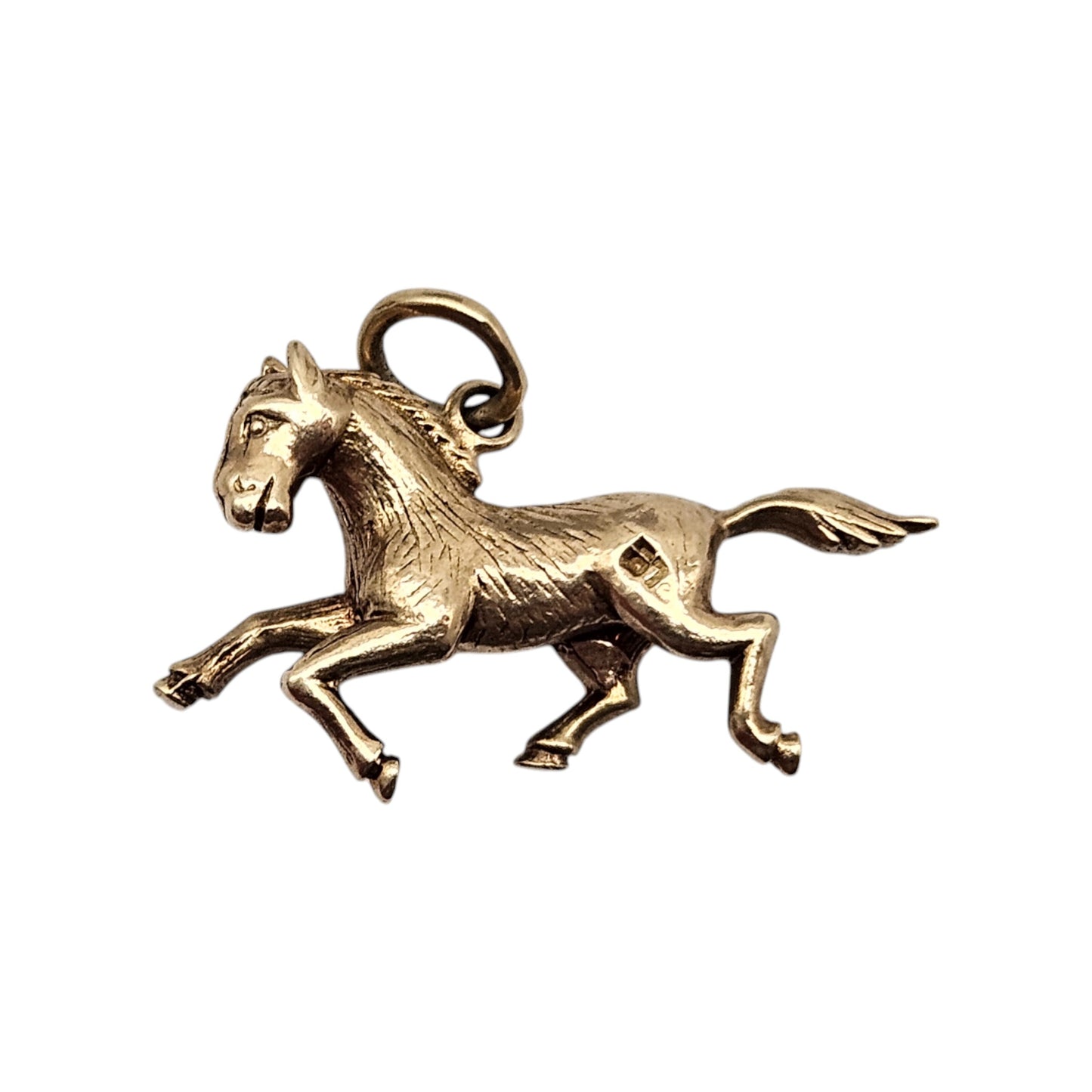 9ct 375 Yellow Gold Horse Charm 1961 L 2.2 cm 2.7 g.