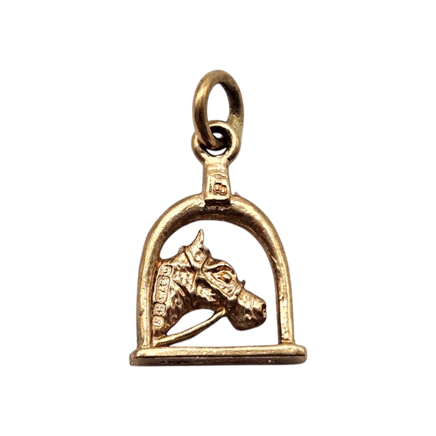 9ct 375 Yellow Gold Horse's Head Charm 1967 L 1.1 cm 1.1 g.