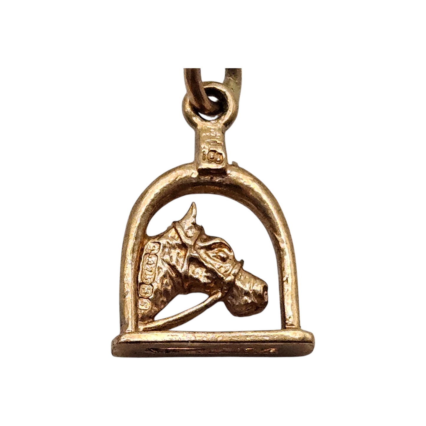 9ct 375 Yellow Gold Horse's Head Charm 1967 L 1.1 cm 1.1 g.