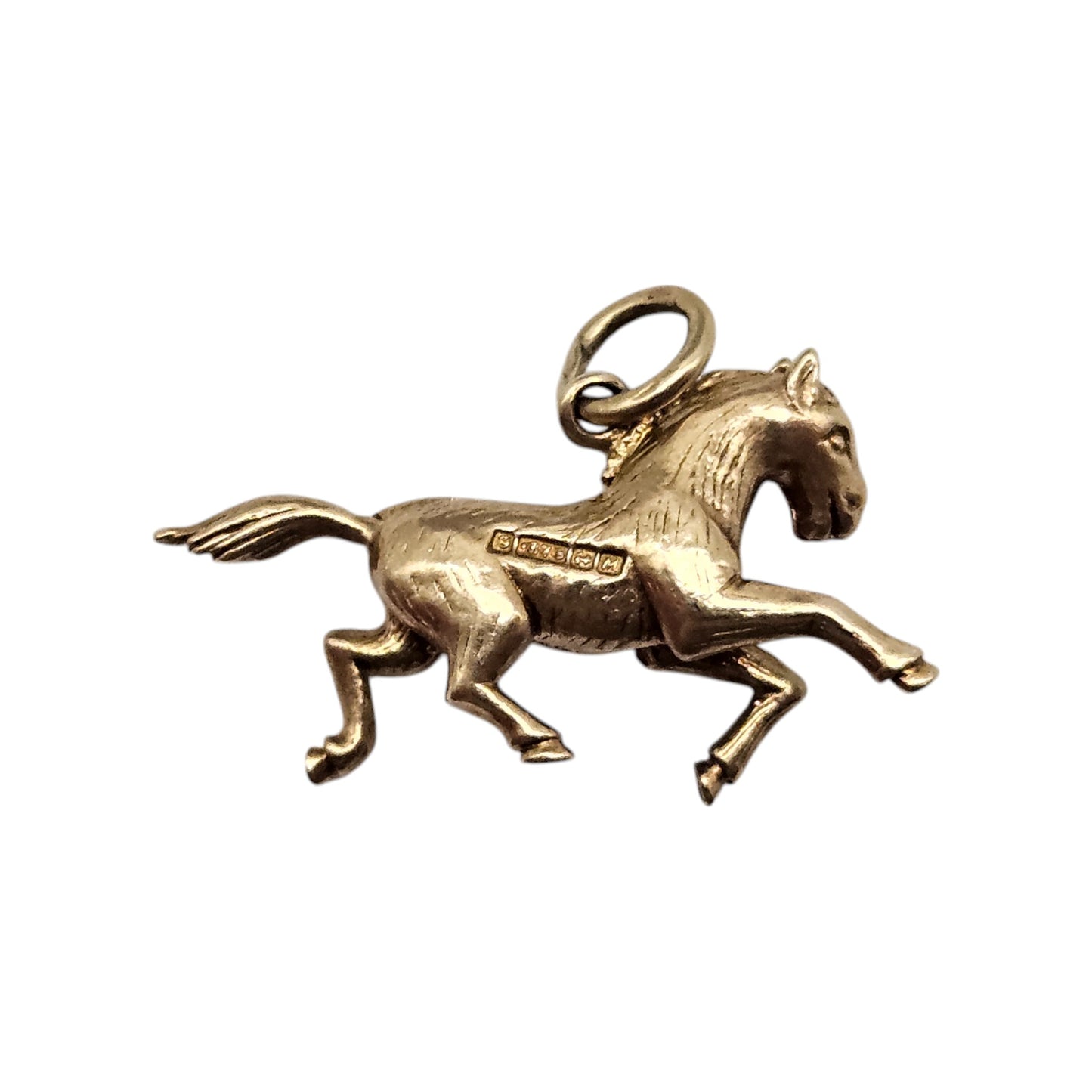 9ct 375 Yellow Gold Horse Charm 1961 L 2.2 cm 2.7 g.