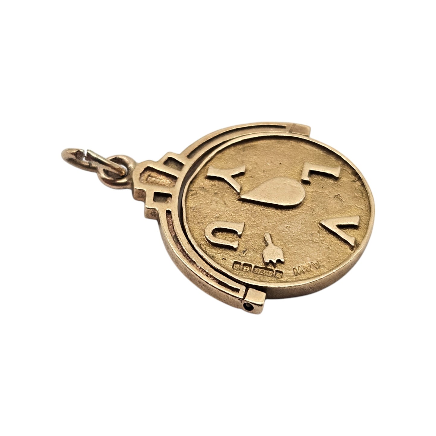 Unusual 9ct 375 Yellow Gold "I Love You" Spinning Charm 1960 L 1.8 cm 2.7 g.